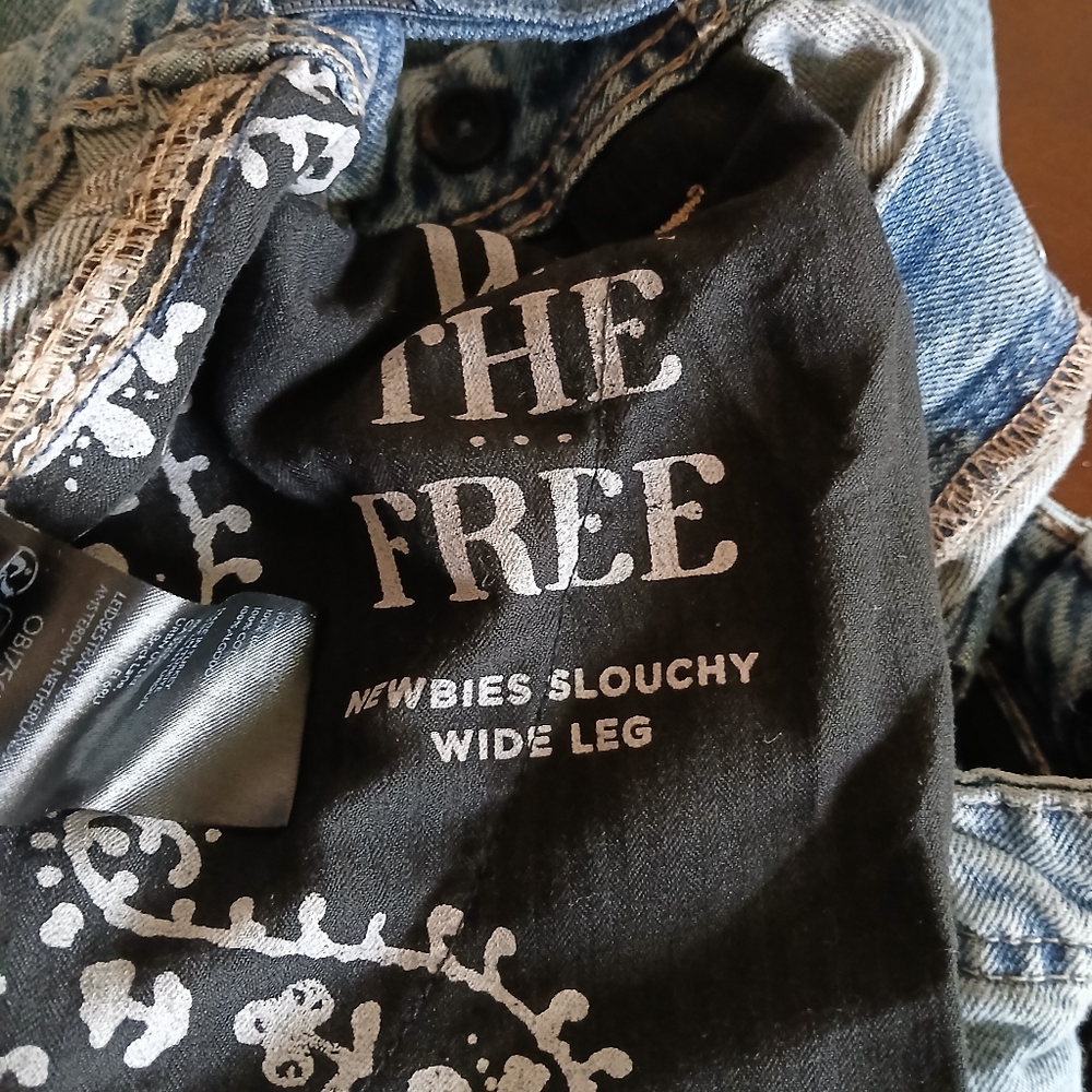 FREE PEOPLE Newbies Solid Wide Leg Slouchy Jeans Large We The Free - Picture 11 of 11